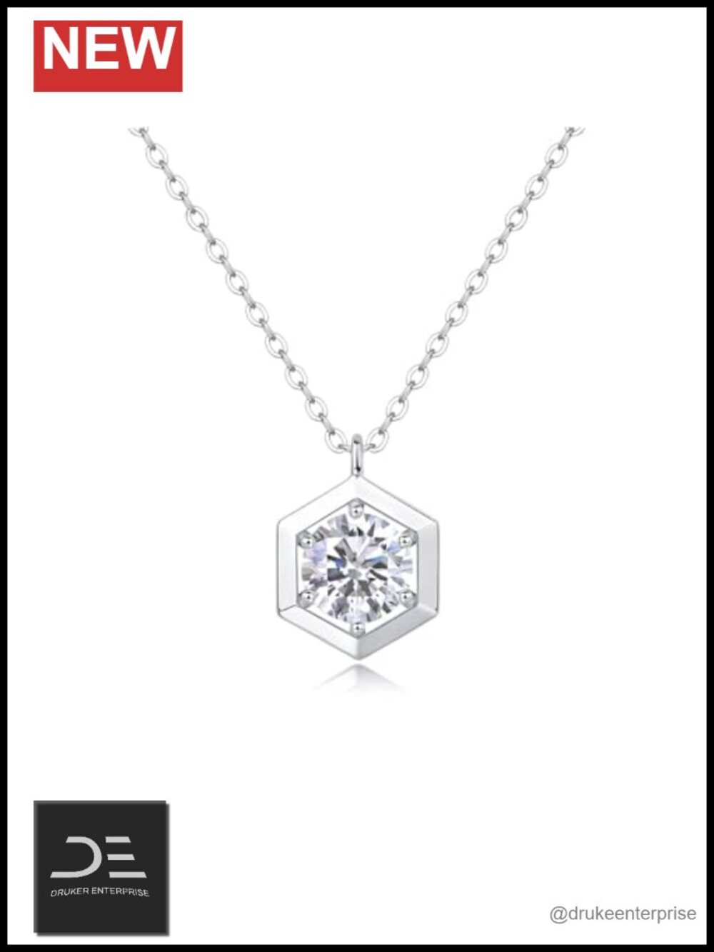 14K Gold 1ct Diamond Hexagonal Pendant Necklace, VVS1, Tarnish-Resistant